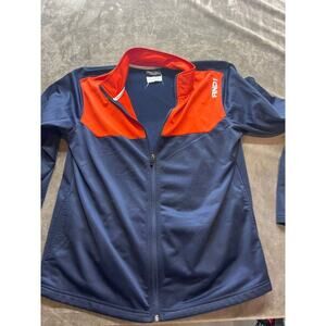 AND1 Jacket Mens L Full Zip Activewear Track‎ Mock Neck Blue Orange Long Sleeve